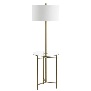 Charles 59" Metal/Glass LED Side Table and Floor Lamp - JONATHAN Y